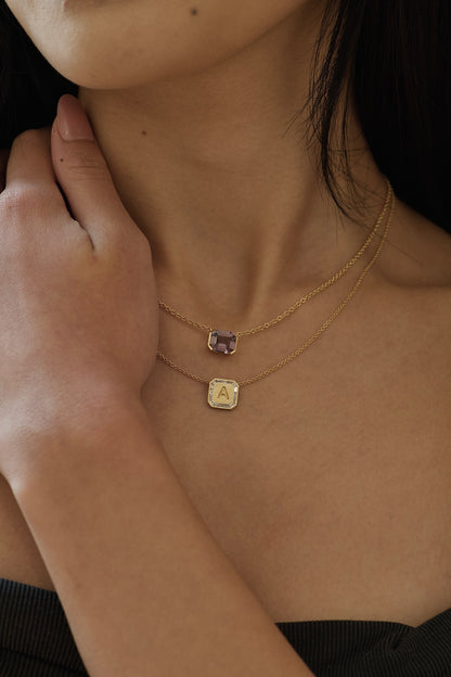 Letter Necklace  - Baguette Diamond