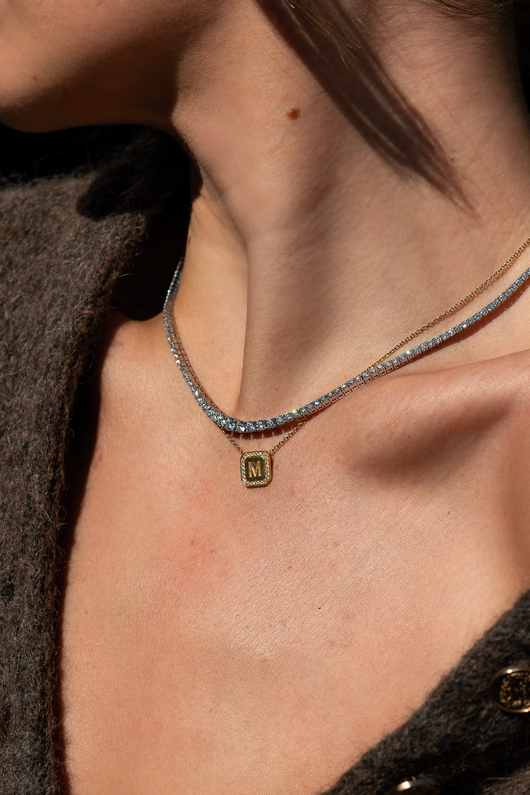 Letter Necklace  - Round Brilliant Diamond