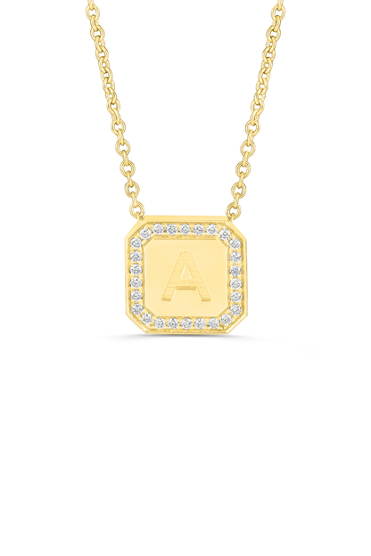 Letter Necklace  - Round Brilliant Diamond