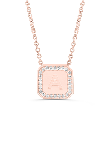 Letter Necklace  - Round Brilliant Diamond