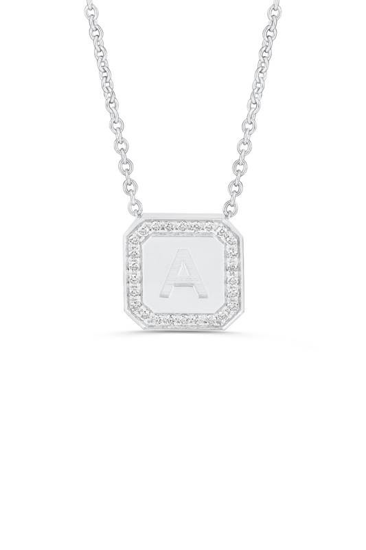 Letter Necklace  - Round Brilliant Diamond