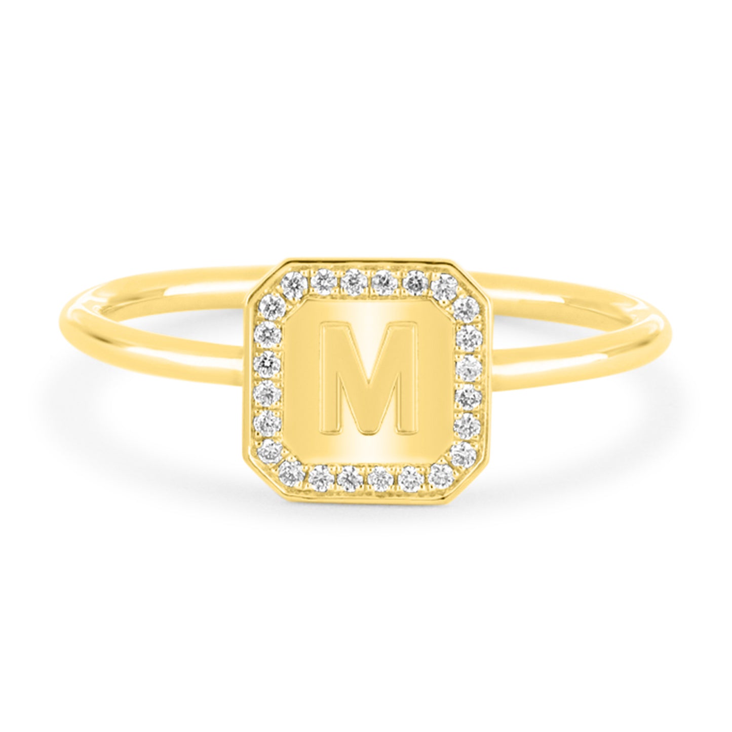Letter Ring  - Round Brilliant Diamond