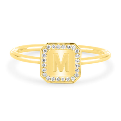 Letter Ring  - Round Brilliant Diamond