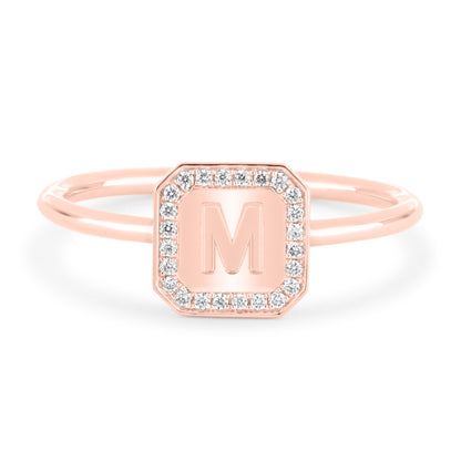 Letter Ring  - Round Brilliant Diamond