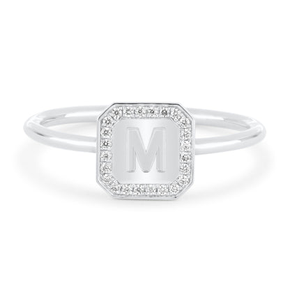 Letter Ring  - Round Brilliant Diamond