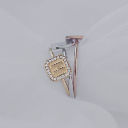 Letter Ring  - Round Brilliant Diamond