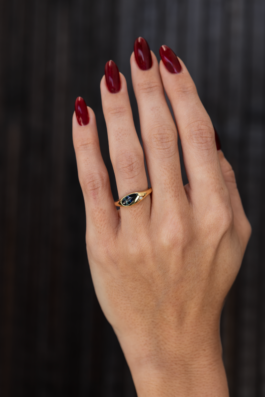 1.13CT Pear cut Blue Sapphire Ring