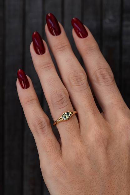 0.75CT Pear Parti Sapphire Asymetrical Bezel Set