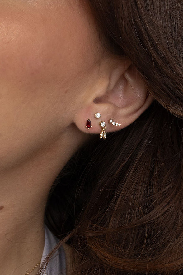 Hexagonal Kite Cut Gemstone Stud