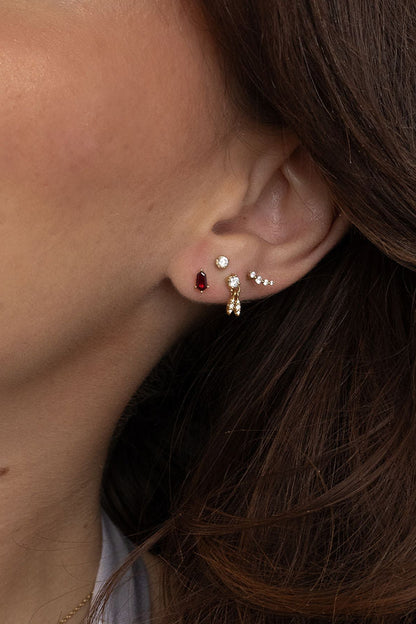 Hexagonal Kite Cut Gemstone Stud