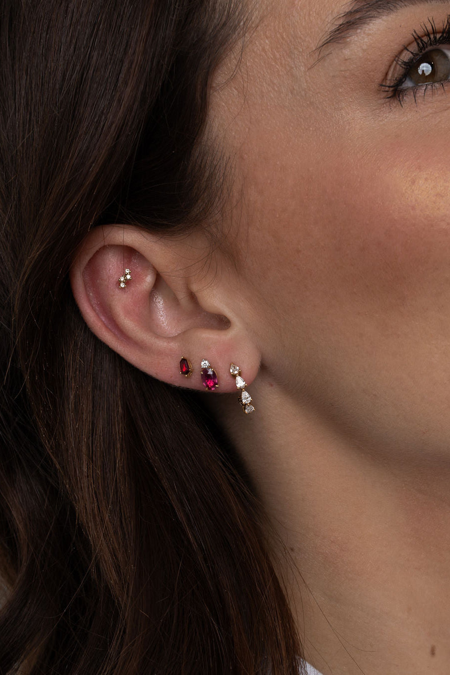 Hexagonal Kite Cut Gemstone Stud