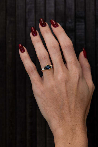 1.517ct Kite-cut Sapphire and diamond Ring