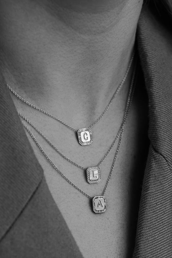 Letter Necklace  - Fluted Edge