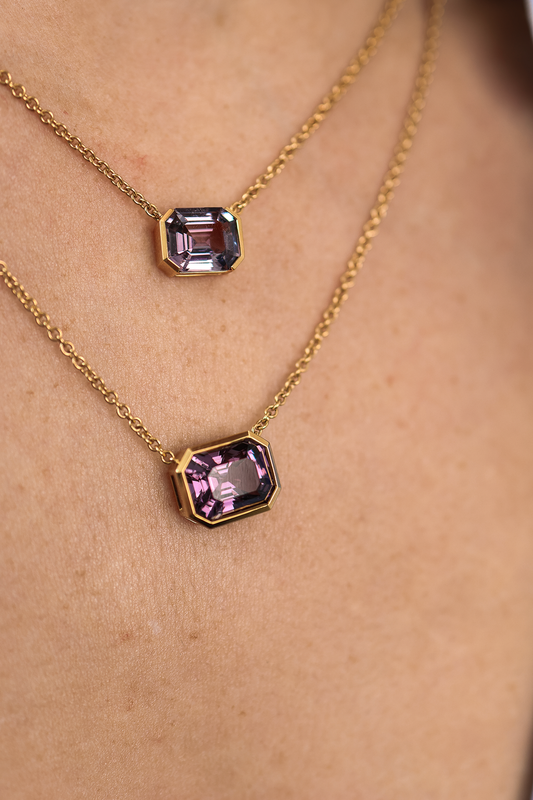 4.5ct Full Bezel Set Purple Spinel Necklace
