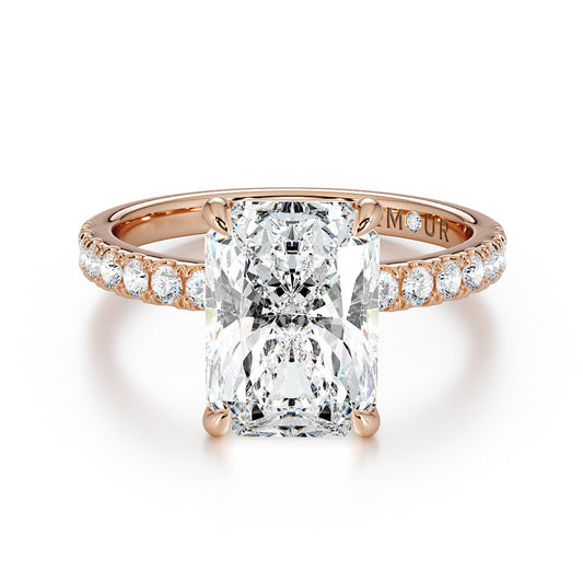 Radiant Cut Diamond With Pave Set Diamond Band