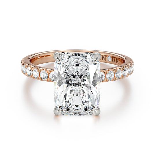 Radiant Cut Diamond With Pave Set Diamond Band