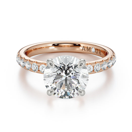 Round Brilliant Cut With Pave Set Diamond Shoulder Stones