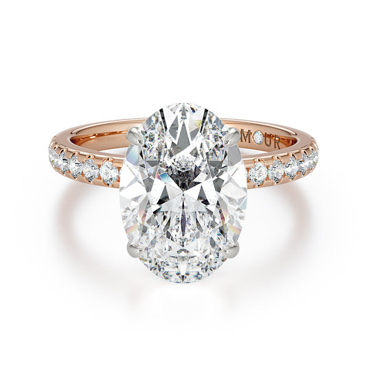Oval Cut With Pave Set Diamond Shoulders & Hidden Halo