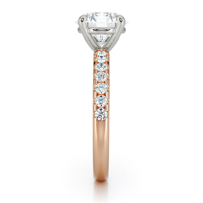 Round Brilliant Cut With Pave Set Diamond Shoulder Stones