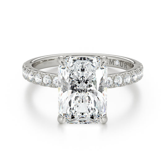 Radiant Cut Diamond With Pave Set Diamond Band