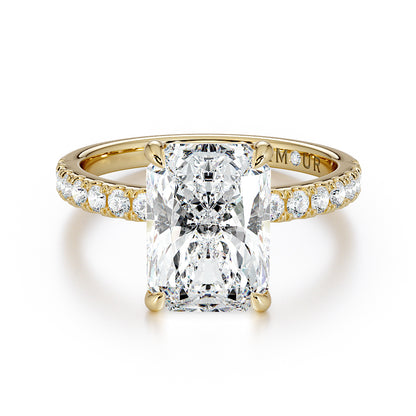 Radiant Cut Diamond With Pave Set Diamond Band