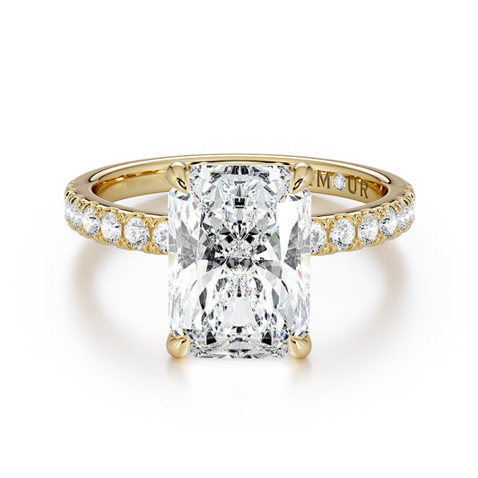 Radiant Cut Diamond With Pave Set Diamond Band