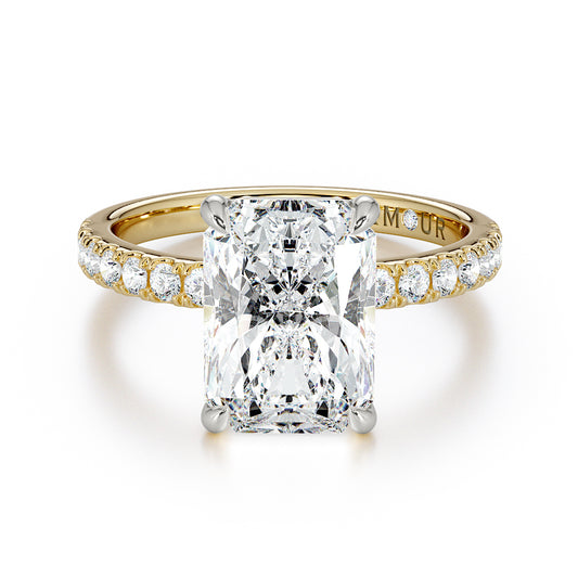 Radiant Cut Diamond With Pave Set Diamond Band