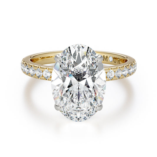 Oval Cut With Pave Set Diamond Shoulders & Hidden Halo