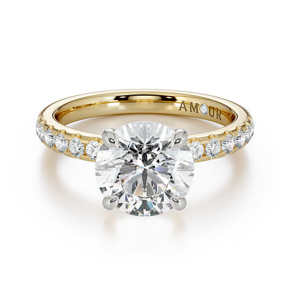 Round Brilliant Cut With Pave Set Diamond Shoulder Stones