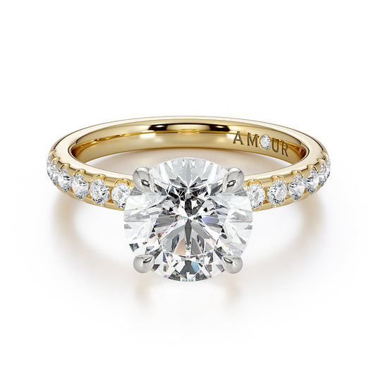 Round Brilliant Cut With Pave Set Diamond Shoulder Stones