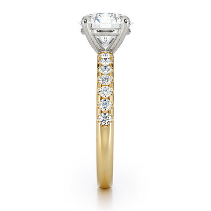 Round Brilliant Cut With Pave Set Diamond Shoulder Stones