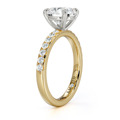 Round Brilliant Cut With Pave Set Diamond Shoulder Stones