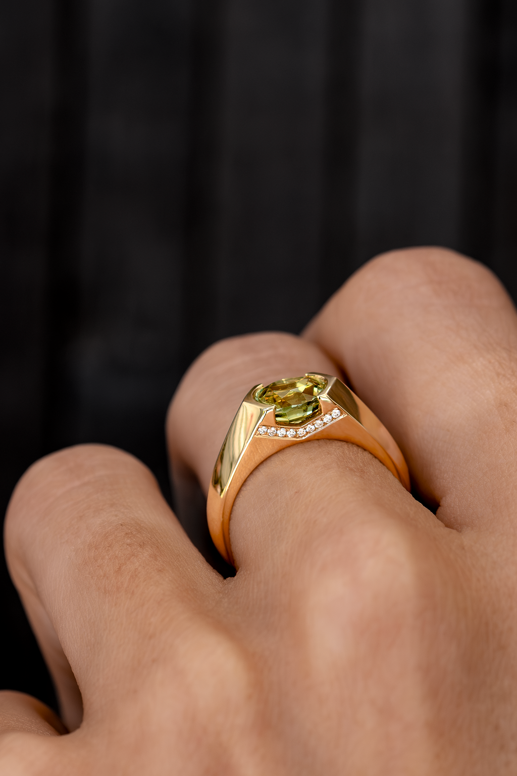 1.59CT Yellow Sapphire Half-Bezel Ring