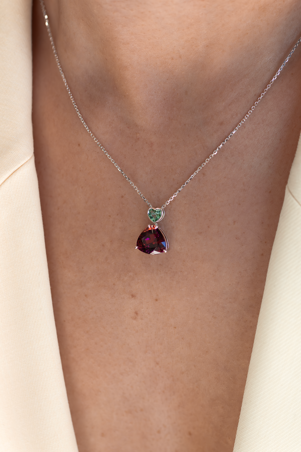 4.46ct & 0.47ct Dual Tourmaline Pendant Necklace