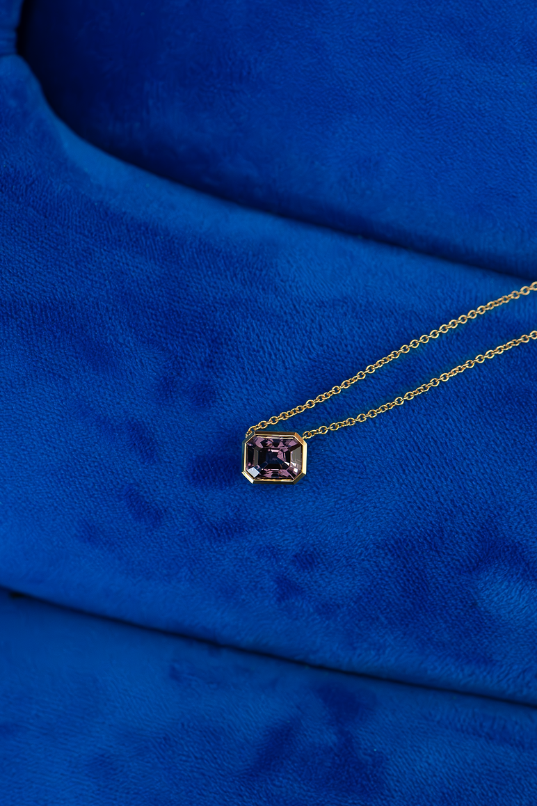 4.5ct Full Bezel Set Purple Spinel Necklace