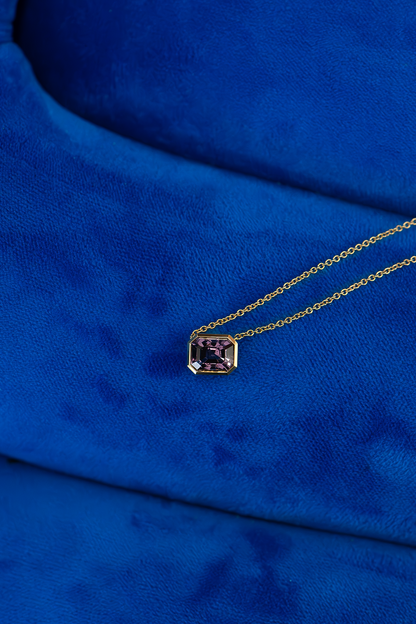 4.5ct Full Bezel Set Purple Spinel Necklace