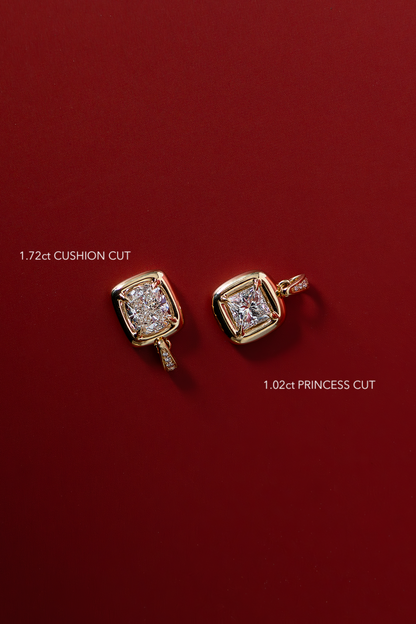 GIA 1.72ct Cushion cut Diamond Bubble Charm