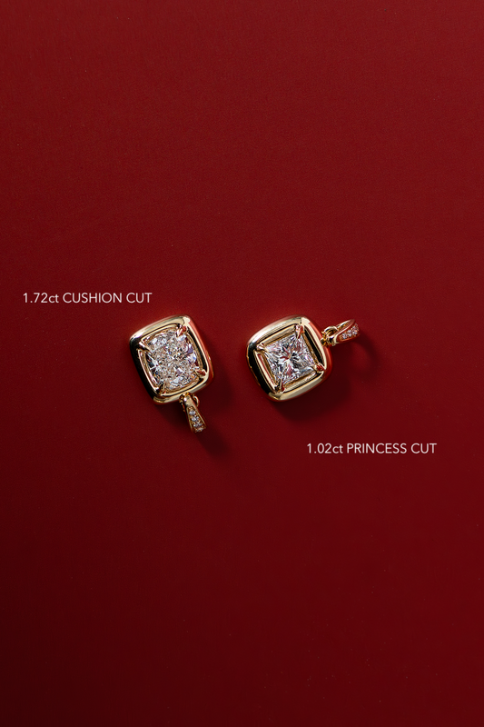 GIA 1.72ct Cushion cut Diamond Bubble Charm