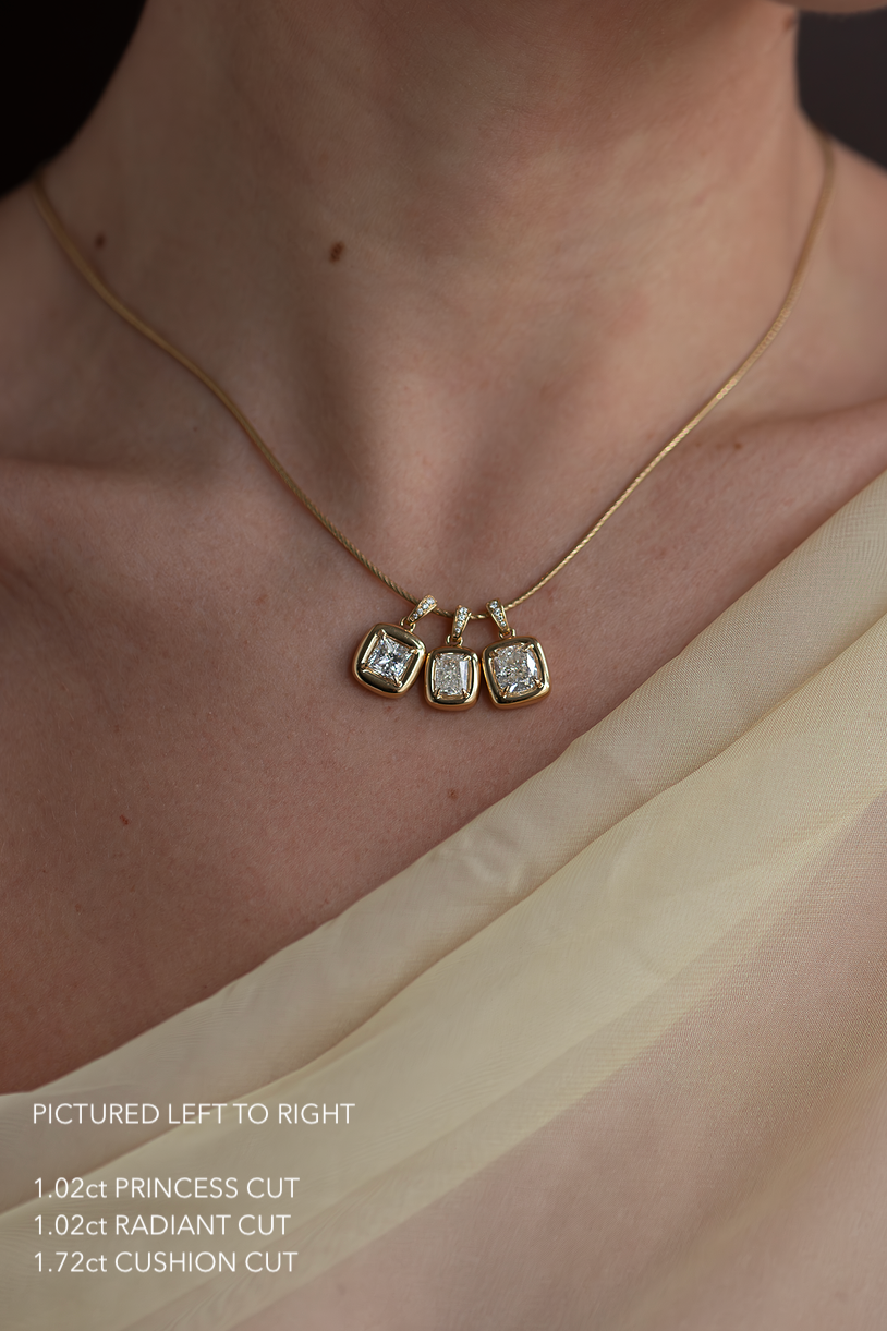 GIA 1.72ct Cushion cut Diamond Bubble Charm