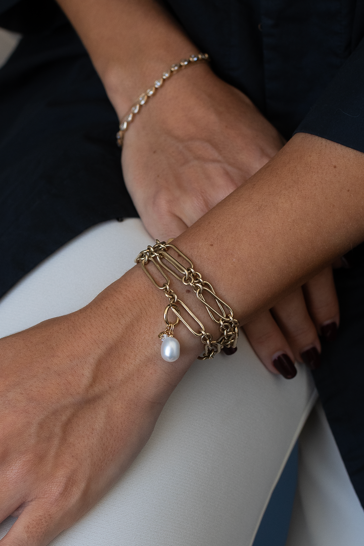 Pearl and Diamond clip Charm