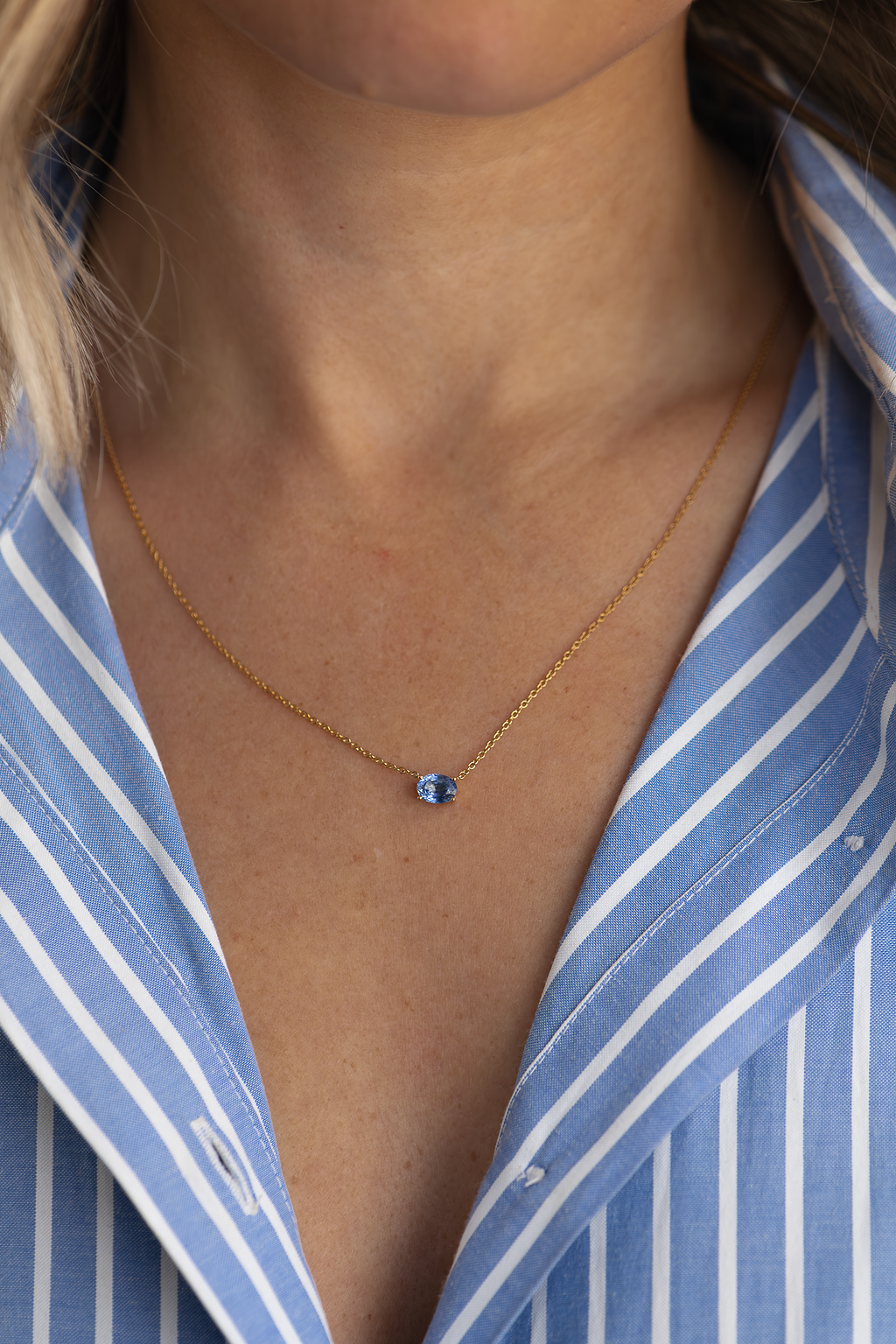 1.27ct Blue Sapphire Pendant Necklace
