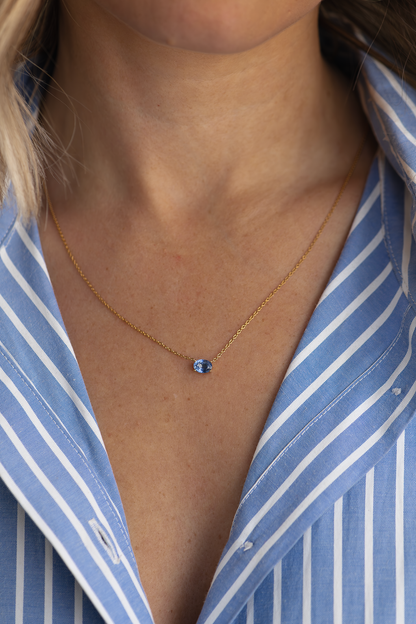 1.27ct Blue Sapphire Pendant Necklace