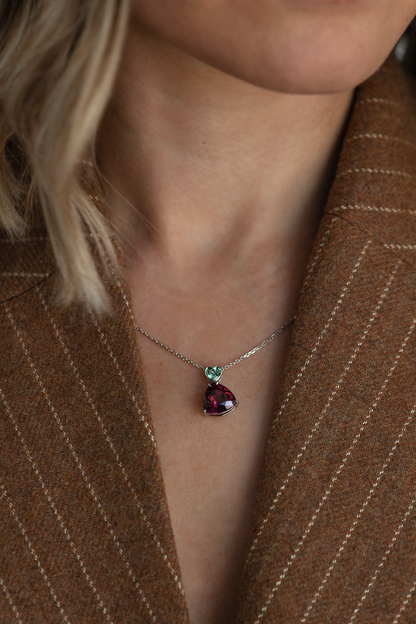 4.46ct & 0.47ct Dual Tourmaline Pendant Necklace