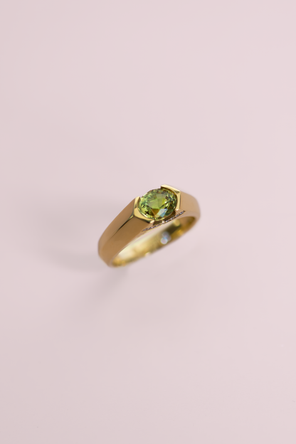 1.59CT Yellow Sapphire Half-Bezel Ring