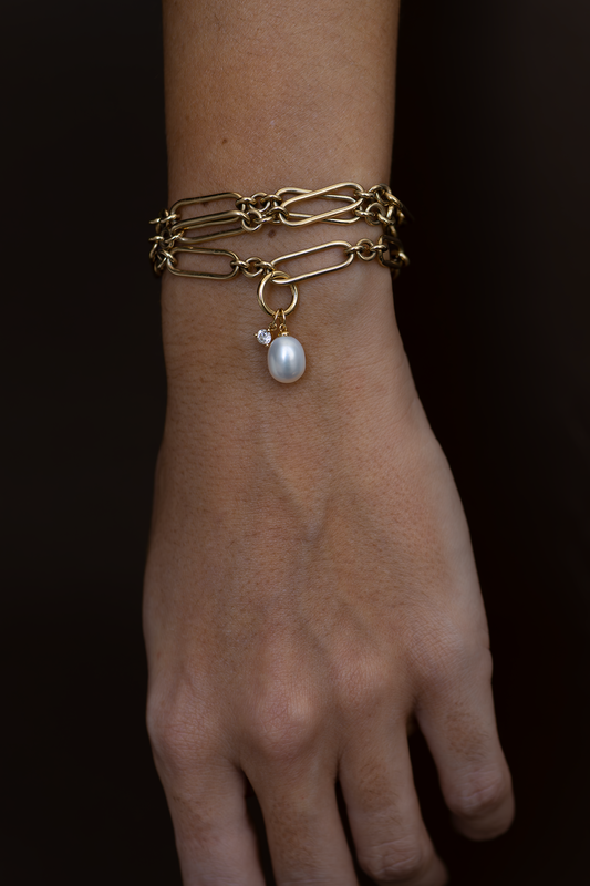 Pearl and Diamond clip Charm