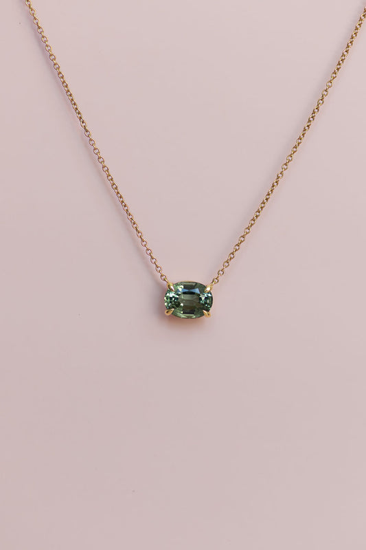 2.02ct East-West Oval Green Tourmaline Necklace