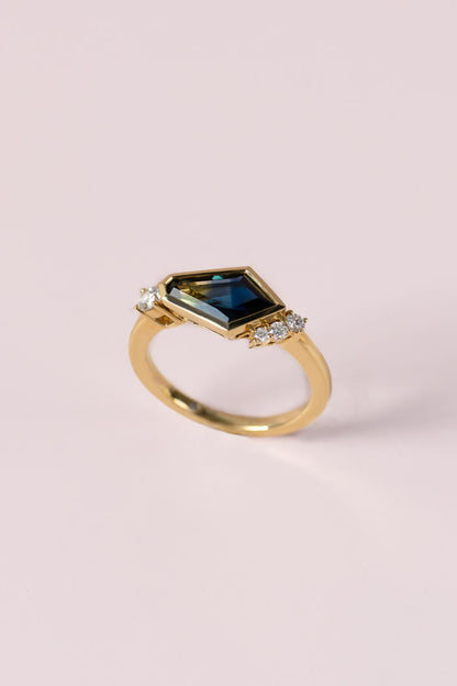 1.517ct Kite-cut Sapphire and diamond Ring