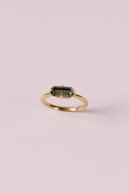 2.06CT Fancy Cut Green Sapphire Ring