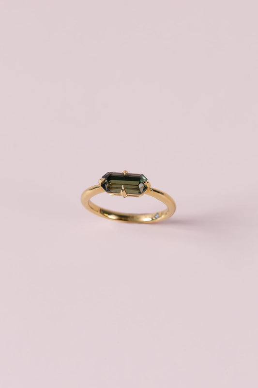 2.06CT Fancy Cut Green Sapphire Ring