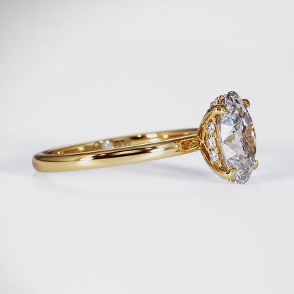 Four Claw Solitaire With Diamond Set Hidden Halo
